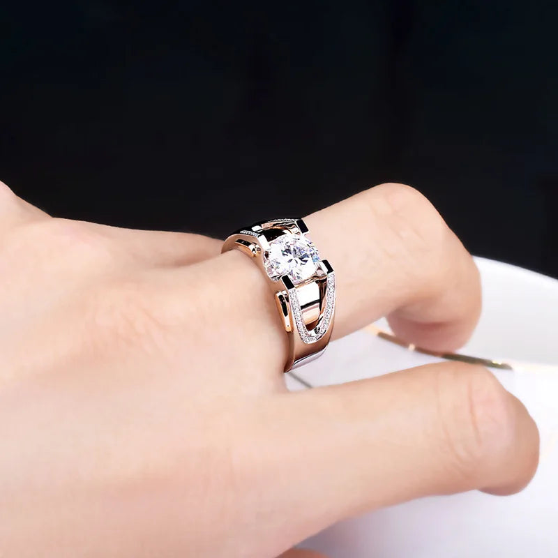 ZY New Jewelry Ornament's Ring 2 Karat Two-Color Ring Personality Atmosphere Man's Ring Luxury Jewelry