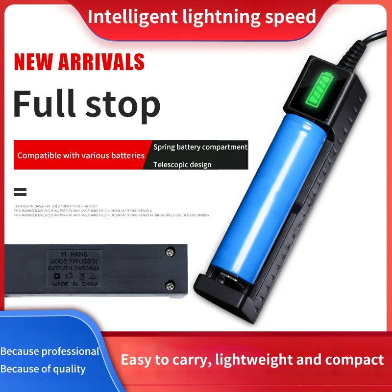 18650 Battery Charger 1/2/4 Slots Dual 18650 Charging 3.7V  Rechargeable Lithium Battery USB Charger For 16340 14500 18650 - Acros