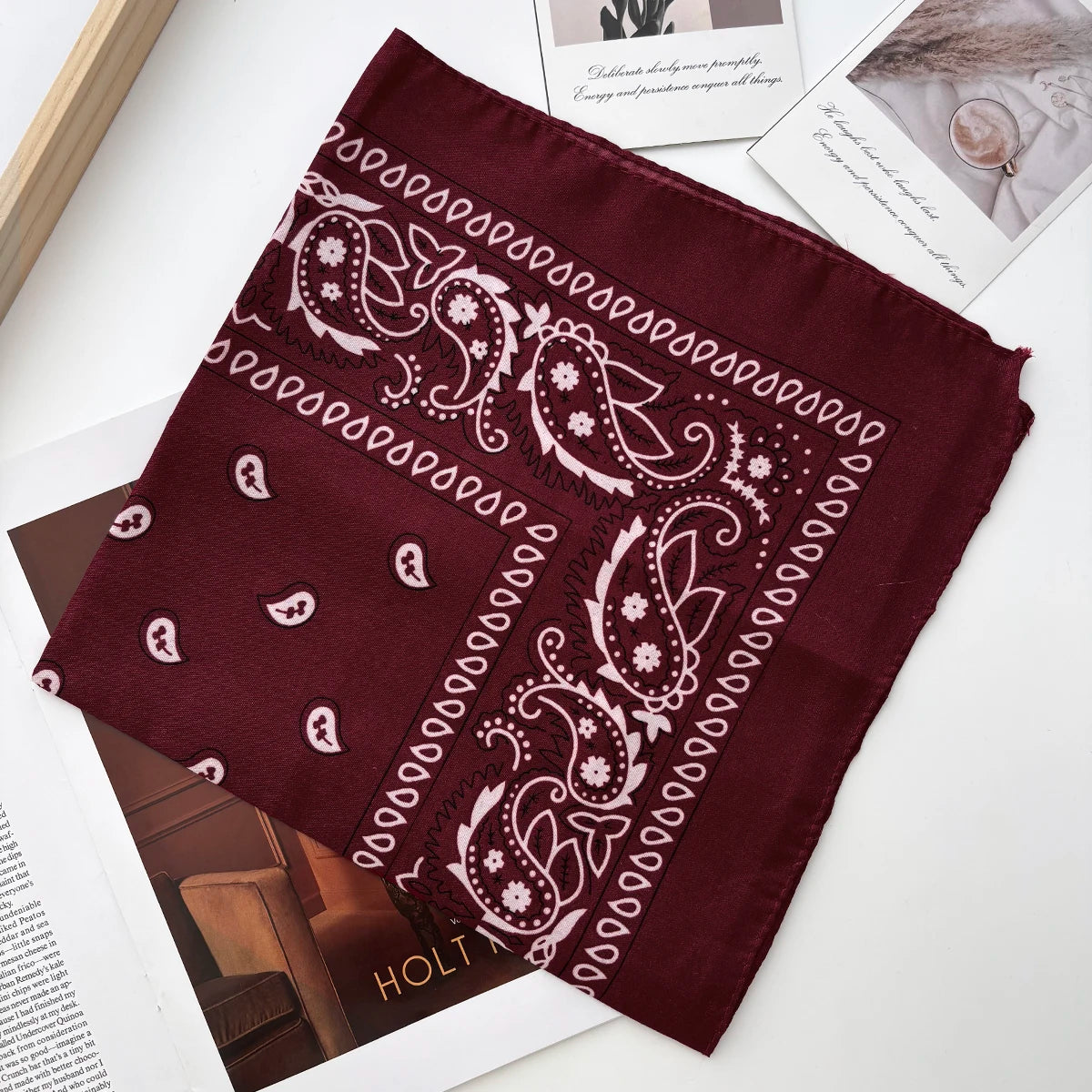 Unisex Ansoff bandana hairband with paisley pattern, versatile head wrap, sports headwear, wristband, and square scarf design.