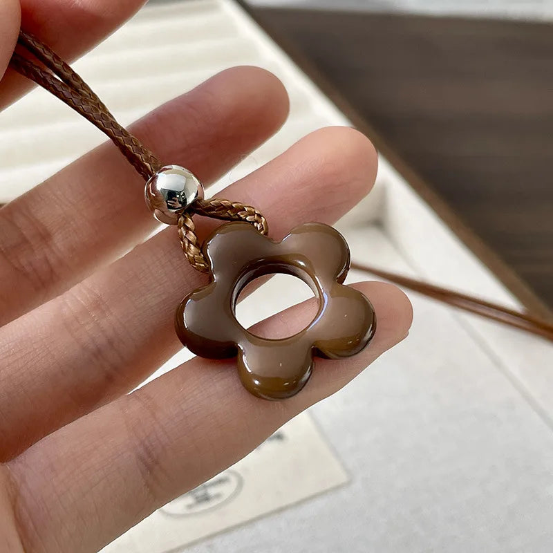 Minimalist Metal Water Drop Shaped Pendant Necklace for Women Simple Adjustable Long Black Rope Sweater Chain Fashion Jewerly