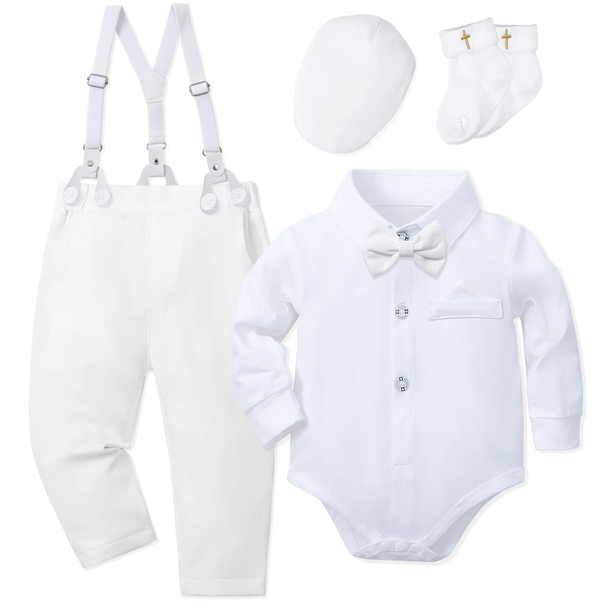 Baby Boys Baptism Outfits Infant Christening Church Blessing Suit Newborn Easter Birthday Party Girft White Clothes Set