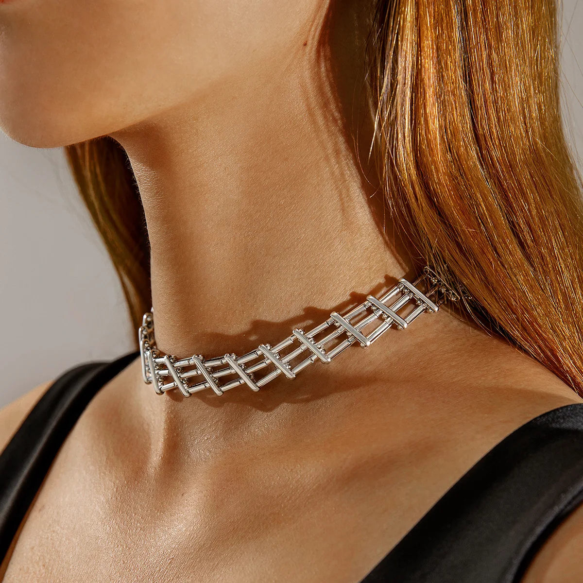 Docona Tocona Punk Heavy Metal Chain Choker Necklace for Women Fashion Gold Silver Color Alloy Simple Style Party Jewelry Collar