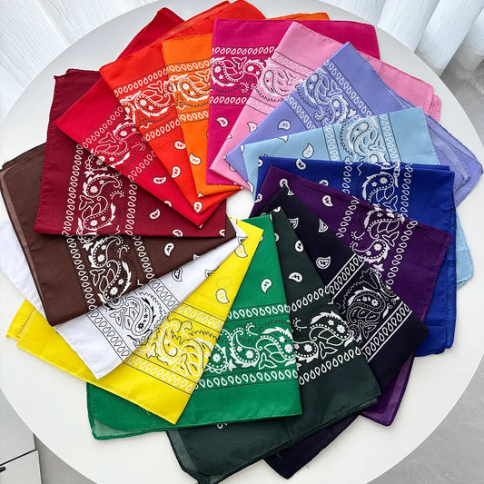 Unisex Paisley bandana hairband by Ansoff, versatile cowboy and biker headwear, worn as wrist or hair wrap, square scarf accessory