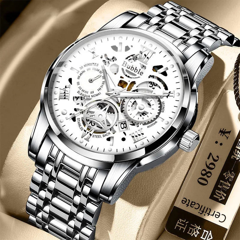UTHAI L93 Multi functional luxury quartz watch, fashionable and high-end luxury men's watch, Roman hollow design clock