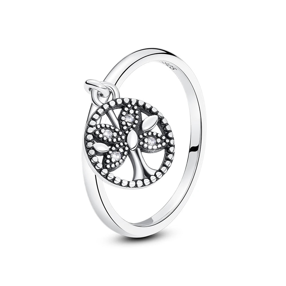 Sterling silver rings for women featuring crown, love heart, wishbone designs with rose gold accents and crystal embellishments by Ansoff