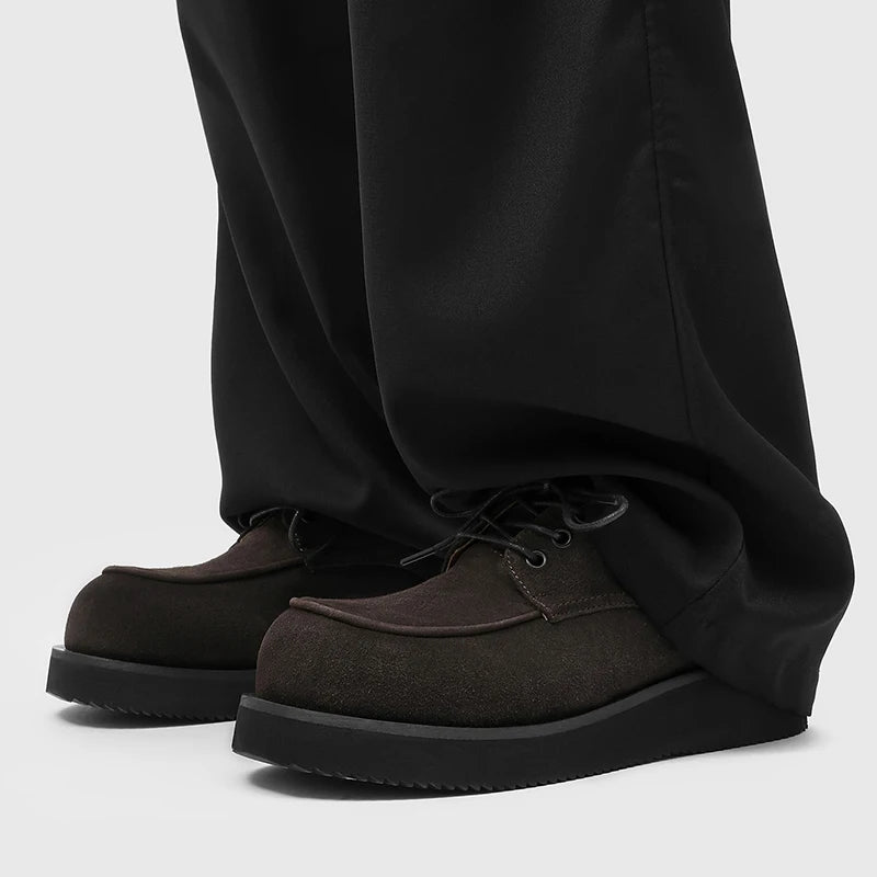 Men's Ansoff Derby shoes in black leather with thick soles, suitable for office, casual, or party wear in autumn and winter styles.