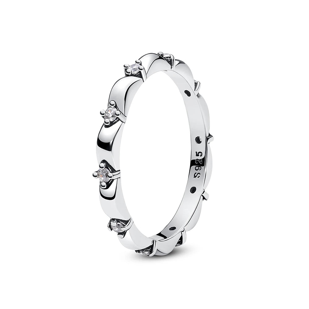 Sterling silver women's ring with crown, love heart, wishbone, and crystal accents, featuring rose gold finish from Ansoff jewelry collection.