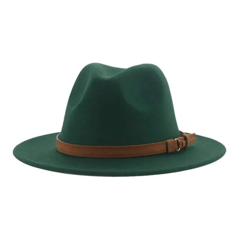 Ansoff men's and women's wide brim fedora hat with a solid khaki or black band, perfect for formal winter dress.