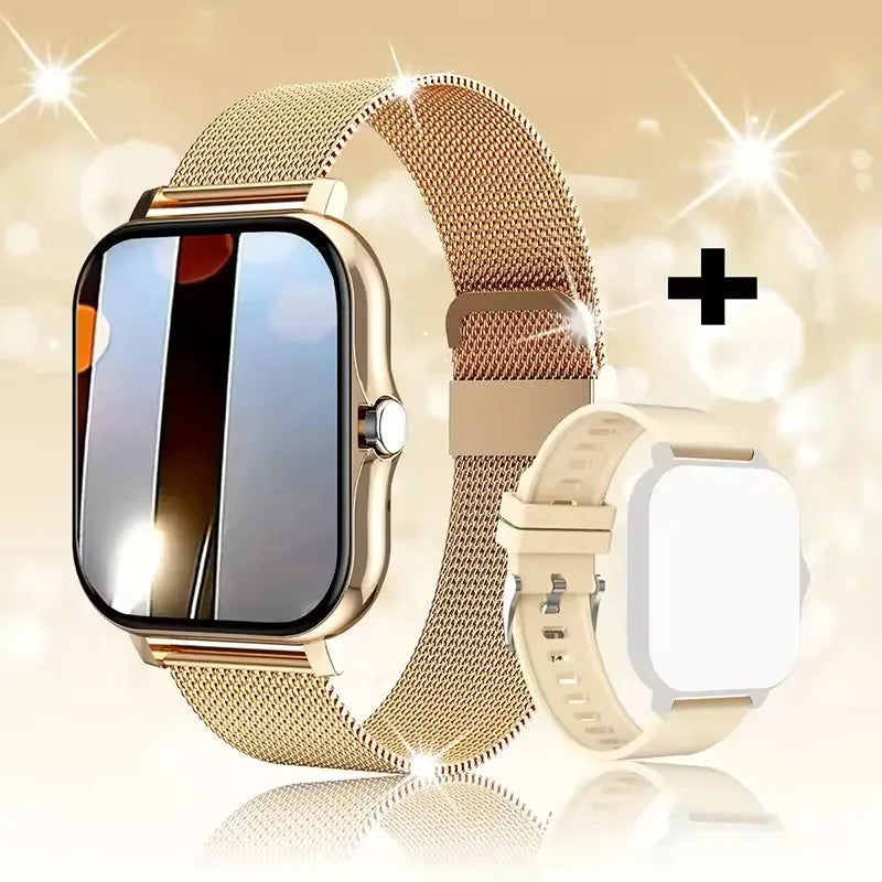 Ansoff Smart Watch with 2.01-inch HD display showing weather, call, message preview, sport modes, and customizable dial for men and women.