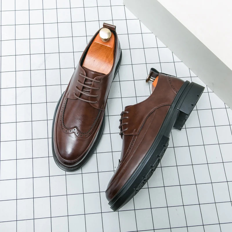 Men's Dress Shoes Fashion Office Business Leather Shoes For Men Classic Wedding Brogues Social Formal Shoes Man
