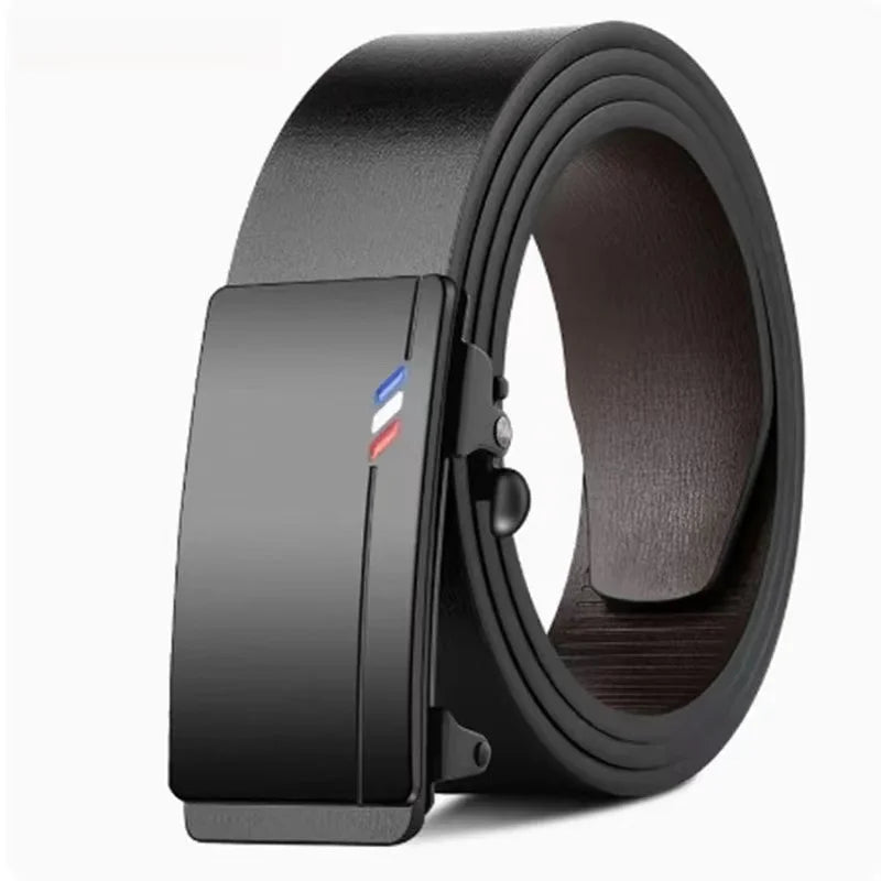 Ansoff men's genuine leather belt with automatic metal buckle, luxury male strap, stylish and durable for everyday wear.