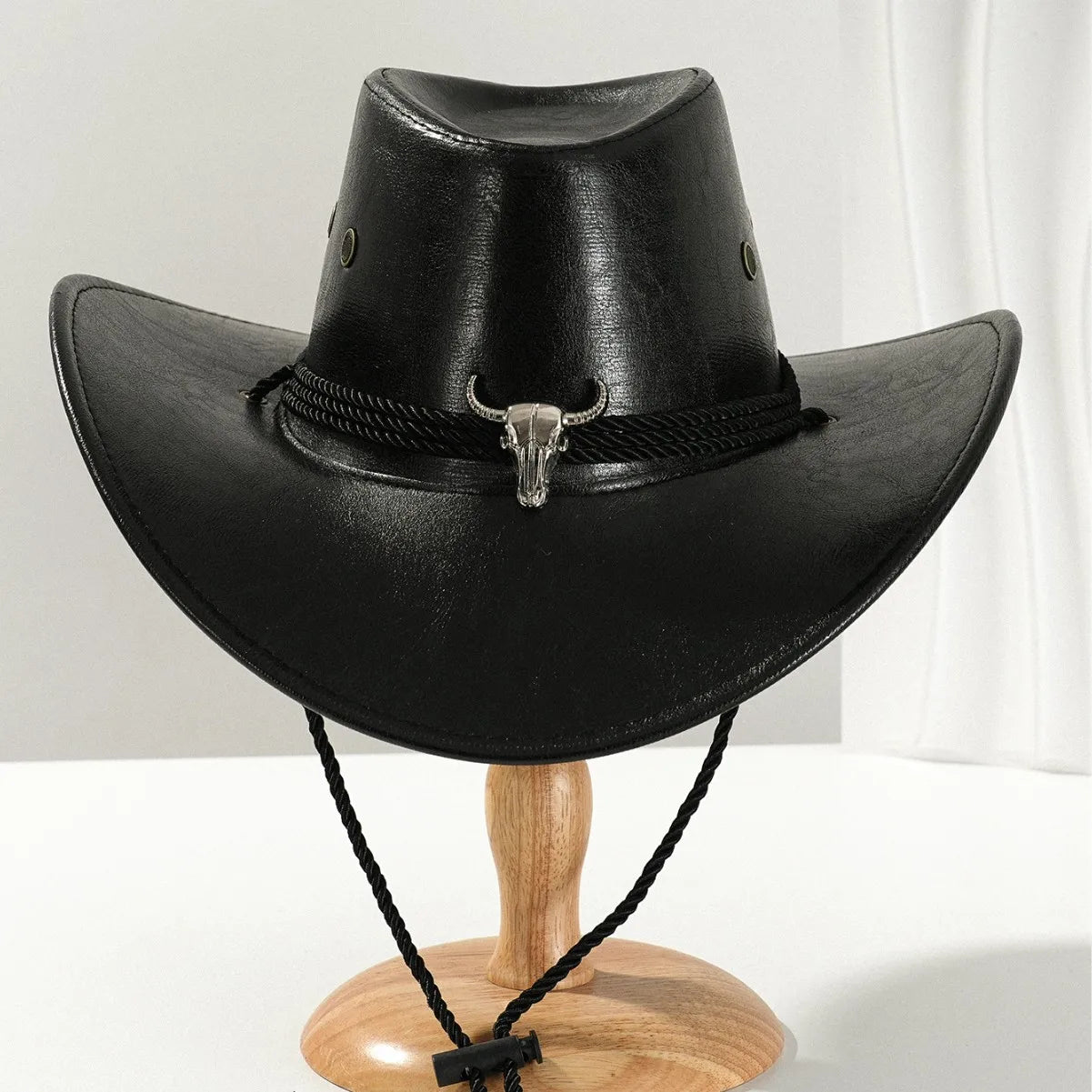 Vintage faux leather cowboy hat by Ansoff featuring a western style for men and women, suitable for outdoor and jazz outfits