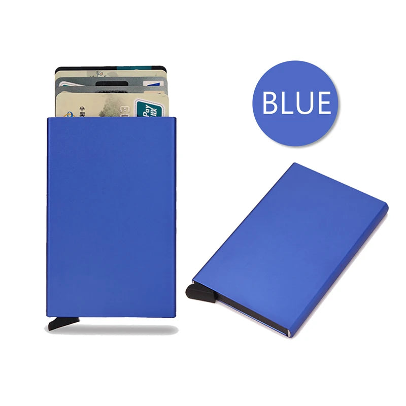 Rfid Smart Wallet Card Holder Metal Thin Slim Men Women Wallets Pop Up Minimalist Wallet Small Black Purse Vallet Walets for Men - Acros