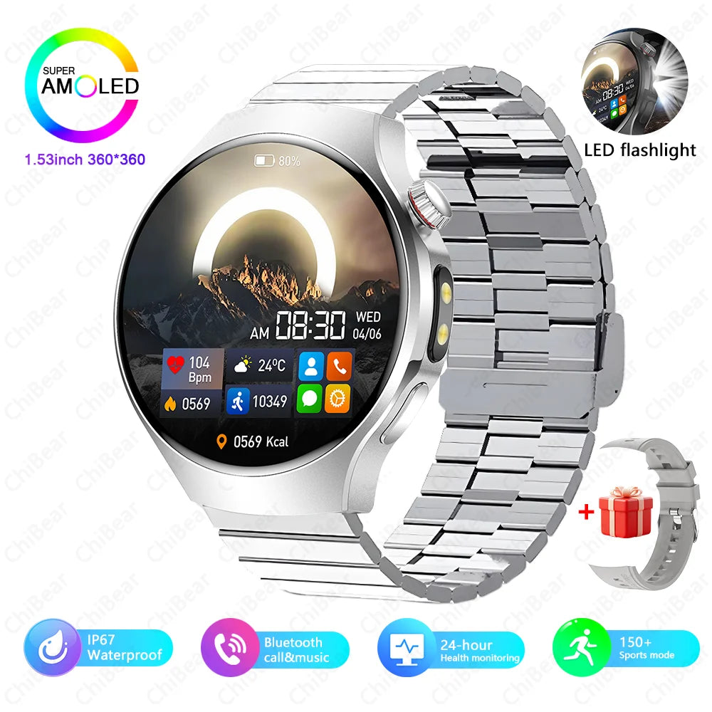 2025 Watch 5 PRO Smart Watch Men LED Flashlight 150+Sports Fitness Track Heart Rate Bluetooth Call Smartwatch Man Watch 5 PRO