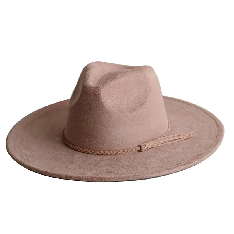 Ansoff Malachite Green suede fedora hat with wide brim, suitable for men and women, autumn winter felt accessory.