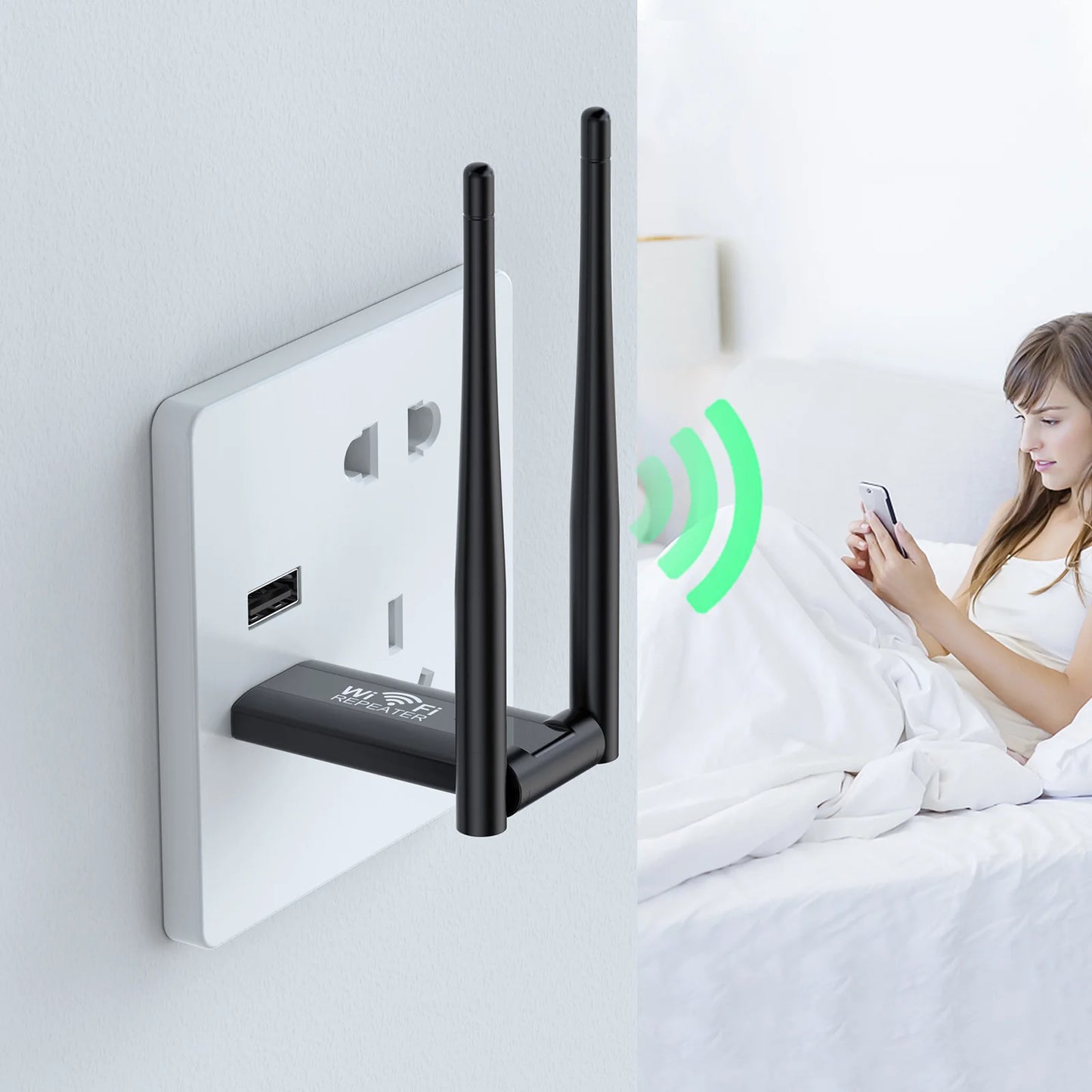 2.4G 300Mbps Wireless USB WiFi Repeater Extender WiFi Signal Amplifier Booster Long Range Wi-Fi Router Home Network Extension - Acros