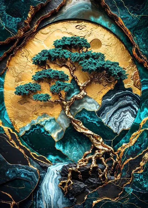 Diamond Mosaic Golden Bonsai Sanctuary Art Diamond Painting New Series 2025 Green Tree Diamond Embroidery Cross Stitch Home Gift