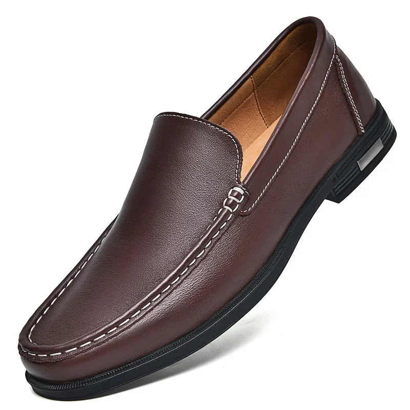 Male Comfy Walking Shoe Genuine Leather Slip on Mens Loafers New Trend Casual Shoes Men Designer Moccasins Hot Sale Drive Shoes - Acros