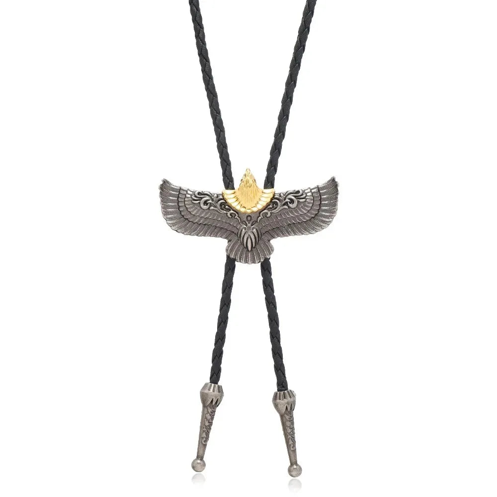 Vintage Cowboy Jazz Hat Alloy mens bolo tie Men Women Leather Rope Long Necklace Sweater Chain shirts Bolo Tie Men Accessories