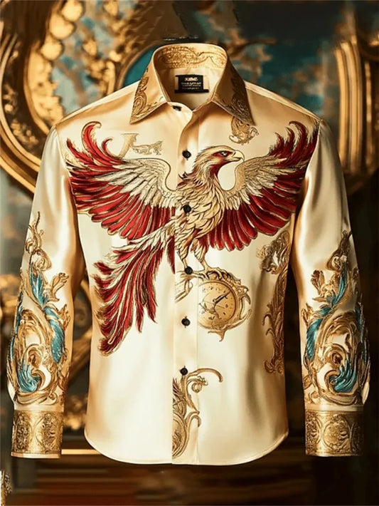 Men's long sleeve shirt by Ansoff with high-definition printed design, perfect for outdoor leisure and vacation fashion.