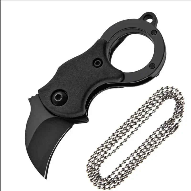 NEW Keychain Pocket Stainless Steel Camping Small Mini Portable Knife Peeler Fixed Blade Multi EDC Tool with Chain - Acros