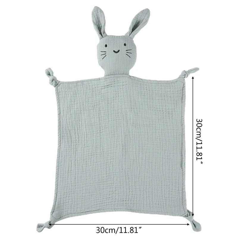 Ansoff baby soothe blanket with soft gauze bib, rabbit teether, and burp cloth, ideal for cuddling, sleeping, and comforting infants.