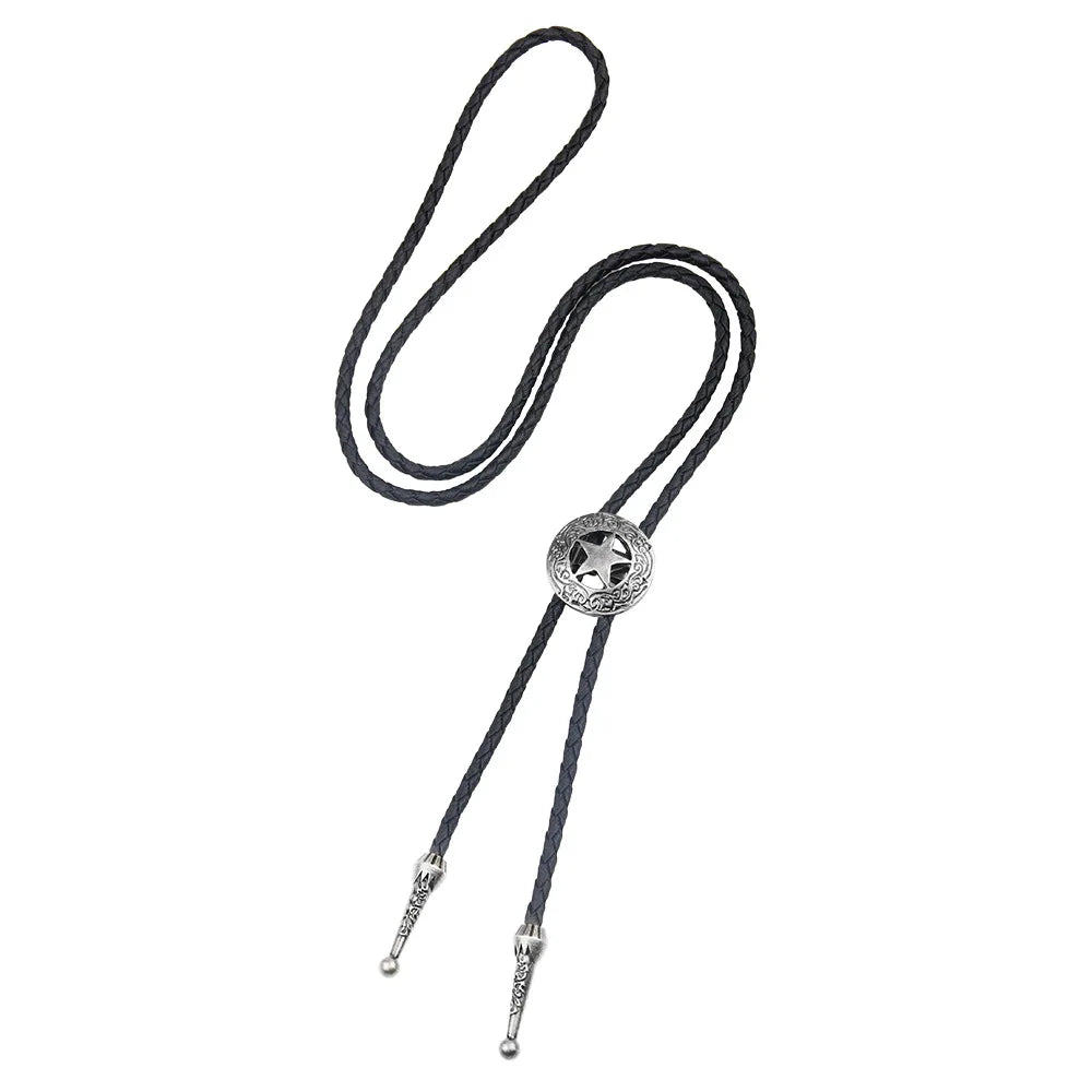 Vintage Cowboy Jazz Hat Alloy mens bolo tie Men Women Leather Rope Long Necklace Sweater Chain shirts Bolo Tie Men Accessories