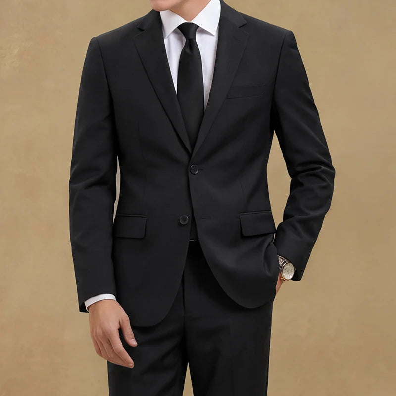 Ansoff men's spring-autumn casual and formal suit set, stylish two-piece suit with a modern, handsome fit, high-quality fabric.