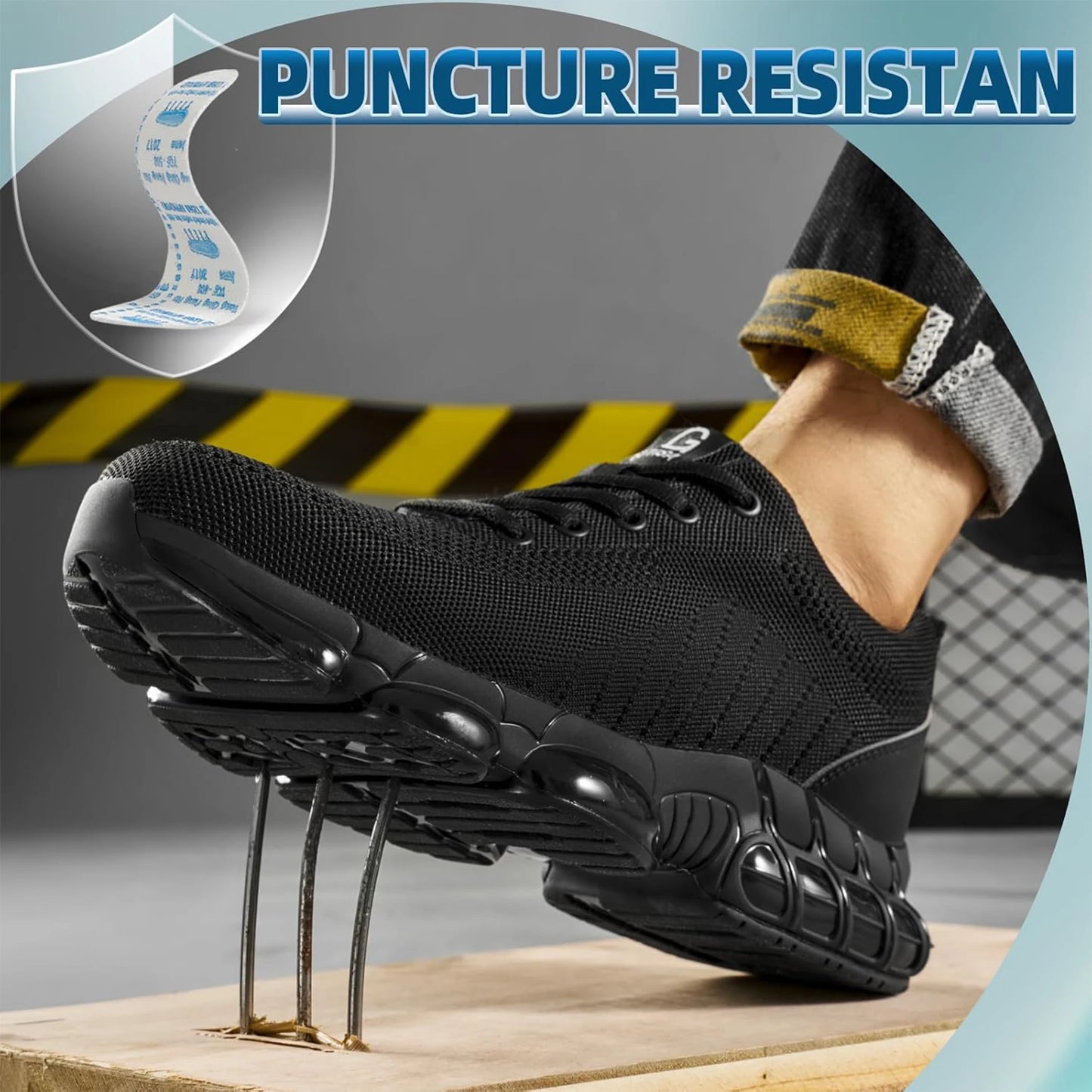 Steel Toe Work Shoes for Men Women Comfortable Lightweight Black Safety Construction Working Shoes Anti-Smash Anti-Puncture - Acros