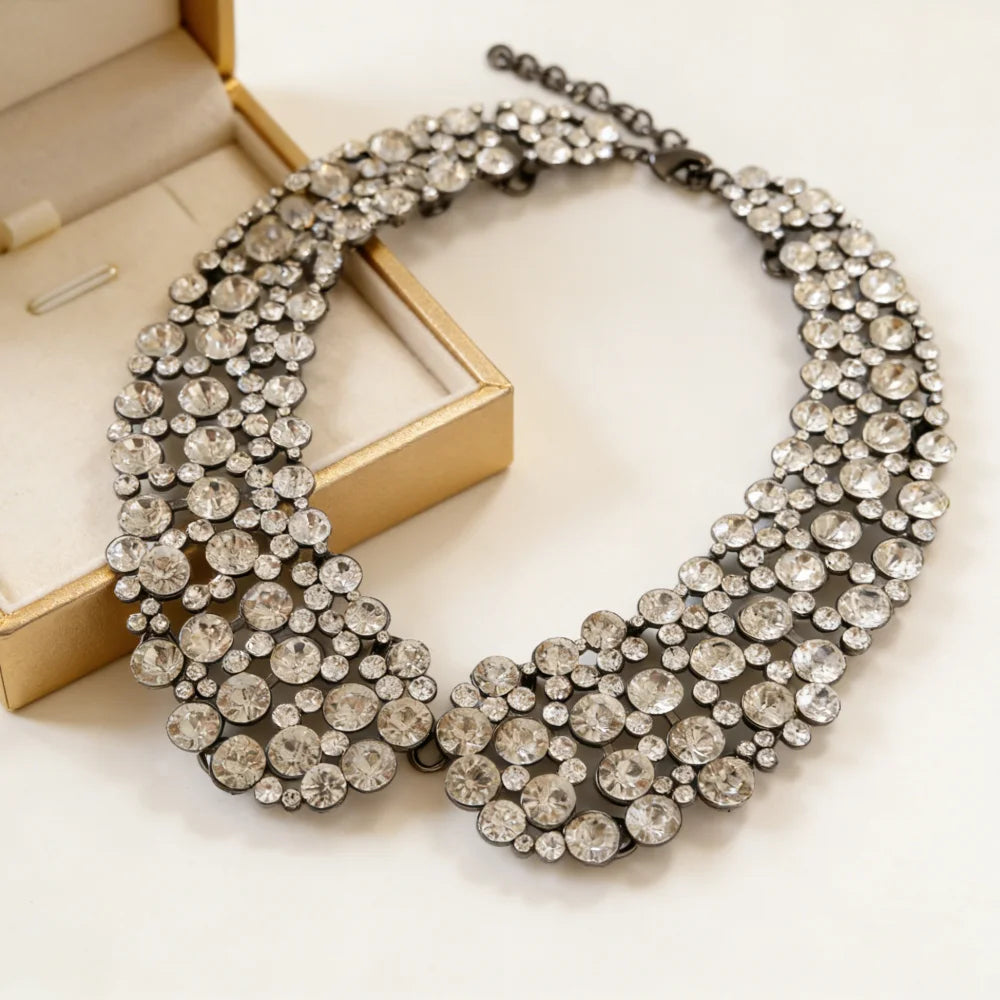 2026 New Multilayer Imitation Pearls Large Collar Choker Necklace Earrings Women Jewelry Sets Indian Statement Crystal Necklace