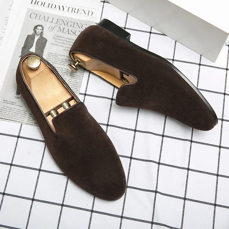 Fashionable Men's Suede Shoes Soft Soles Comfortable Loafers Versatile Men's Casual Flat Shoes Green New Style Free Delivery - Acros