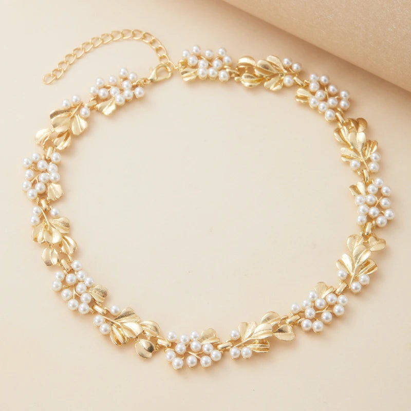3 Pcs Rhinestone Pearl Earrings Necklace Set Two-piece Vintage Choker Accessory Light Luxury Jewelry Sets Wedding
