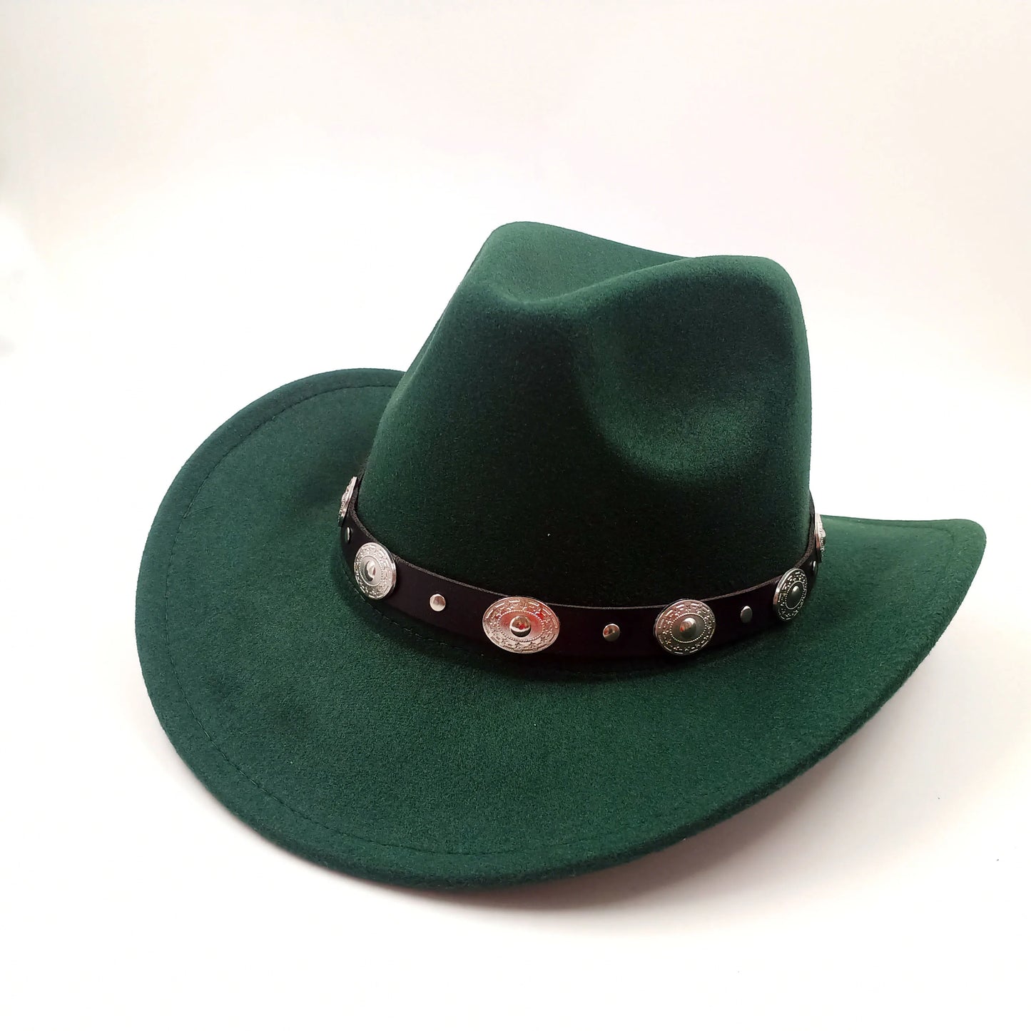 Monochrome felt cowboy hat with cow head design, large brim, outdoor knight-style hat for men and women by Ansoff