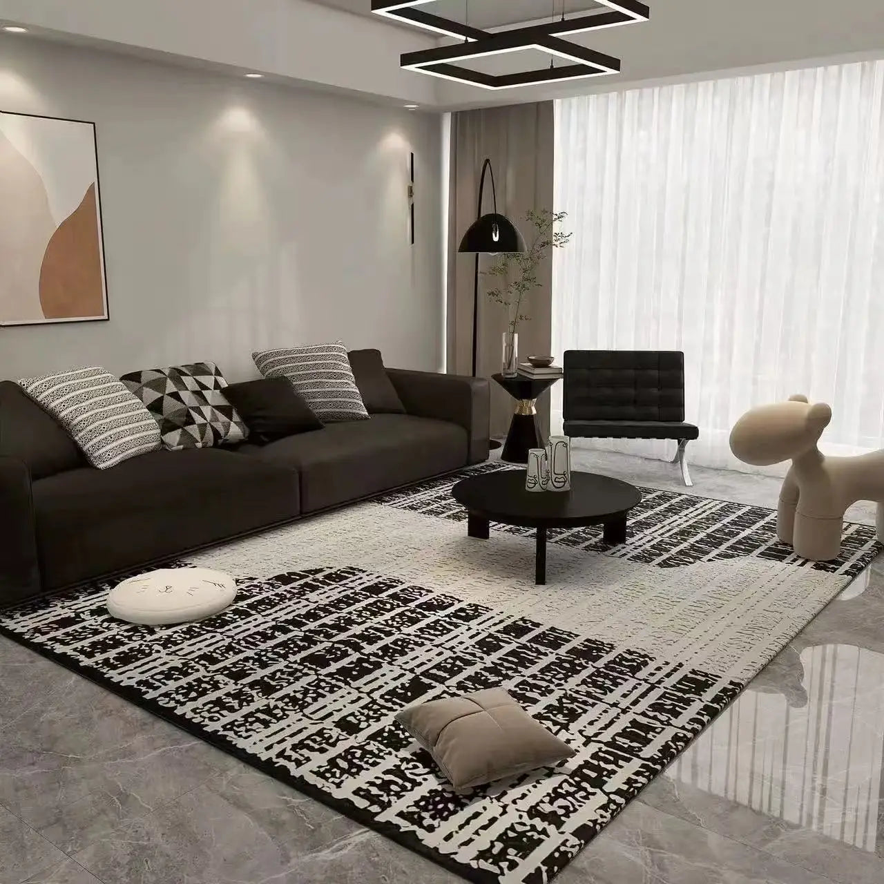 Nordic Light Luxury Large Carpet for Living Room Geometric Bedroom Area Rugs Washable Outdoor Balcony Floor Mat Lounge Sofa Rug