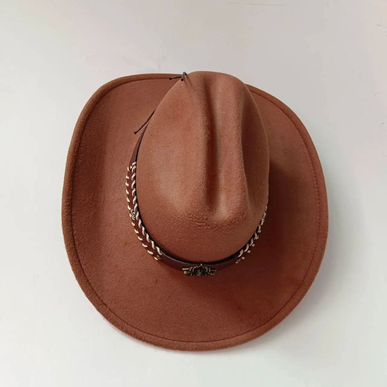 Ansoff cowboy hat with cow head design, monochrome felt material, large brim outdoor hat for men and women.