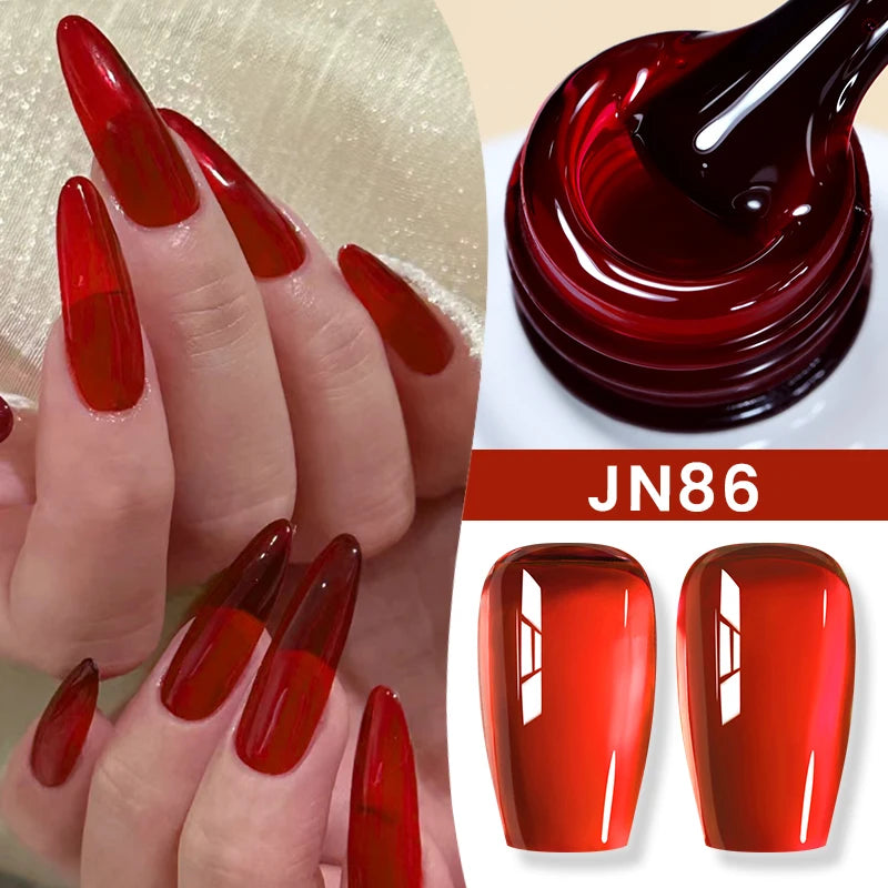 BORN PRETTY Jelly Nude Gel Nail Polish 10ml Light Pink Peach Translucent Color UV Light Cure Gel Varnish Nail Art DIY at Home - Acros