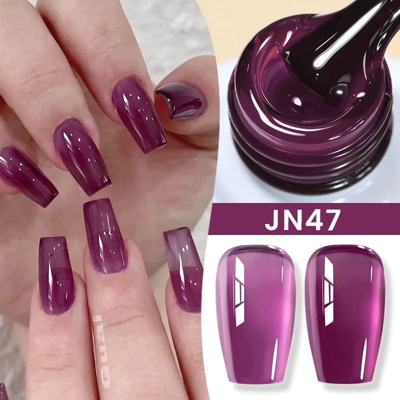 BORN PRETTY Jelly Nude Gel Nail Polish 10ml Light Pink Peach Translucent Color UV Light Cure Gel Varnish Nail Art DIY at Home - Acros