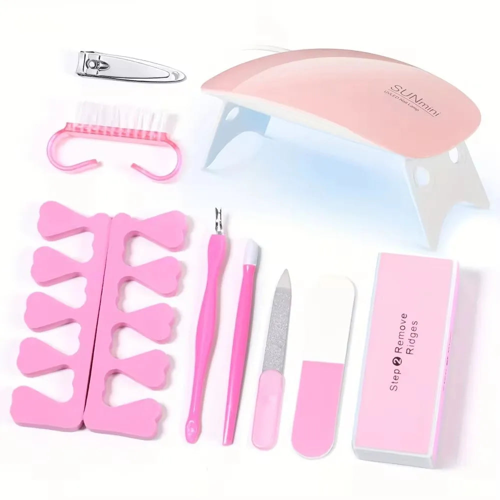 LINMANDA Professional USB Electric Nail Drill Polish File Kit with UV LED Nail Lamp Gel Manicure Dryer Lamp Acrylic Starter Set - Acros