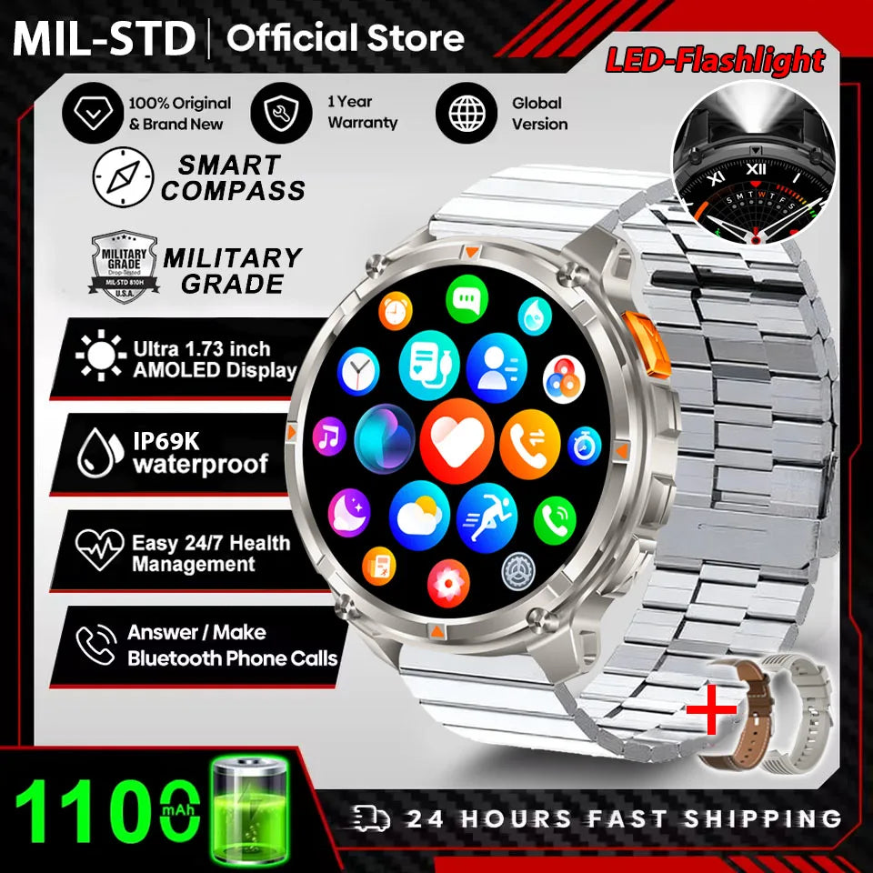 New T-Rex3 Ultra 1100mAh Battery Smart Watch GPS Track Compass IP69K Waterproof Sports tracker Outdoors Military Smartwatches - Acros
