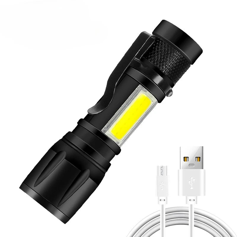 Rechargeable LED Flashlight Zoomable Torch with LCD Display 3 Modes Waterproof High Power Hand Light Outdoor Wilderness Camping - Acros