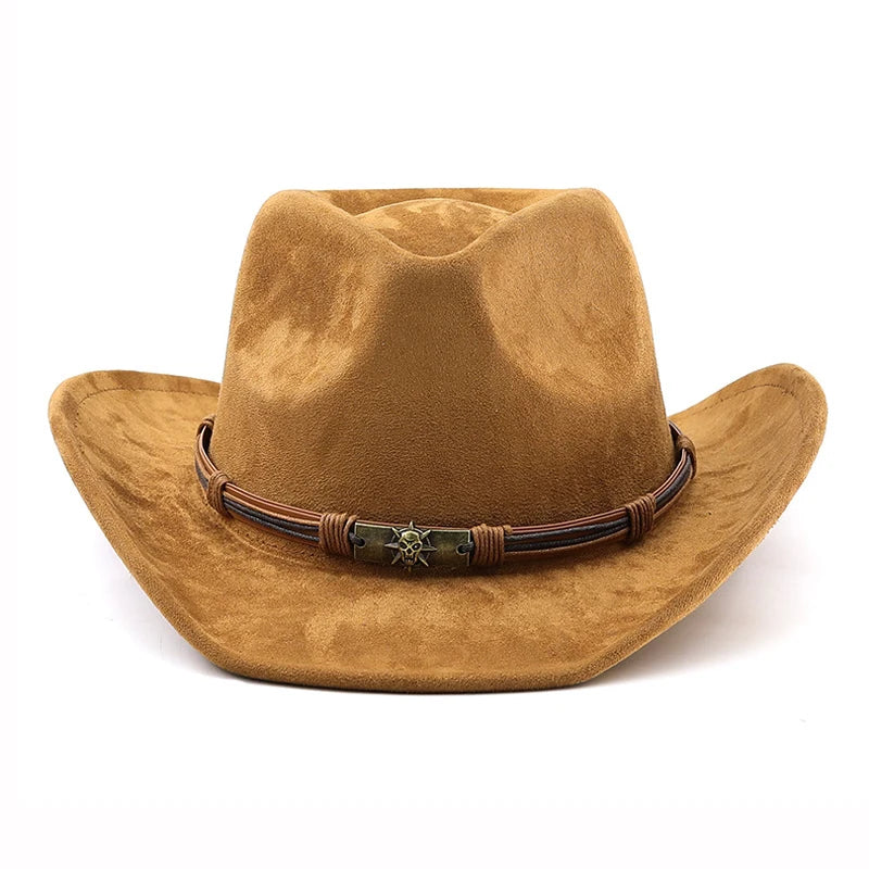 Vintage Ansoff suede western cowboy hat with rolled brim for men and women, perfect for outdoor travel and jazz events.