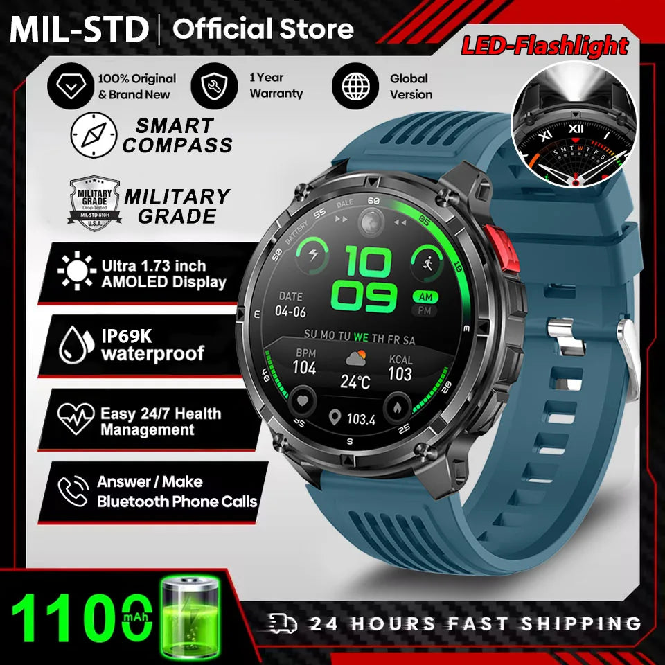New T-Rex3 Ultra 1100mAh Battery Smart Watch GPS Track Compass IP69K Waterproof Sports tracker Outdoors Military Smartwatches - Acros