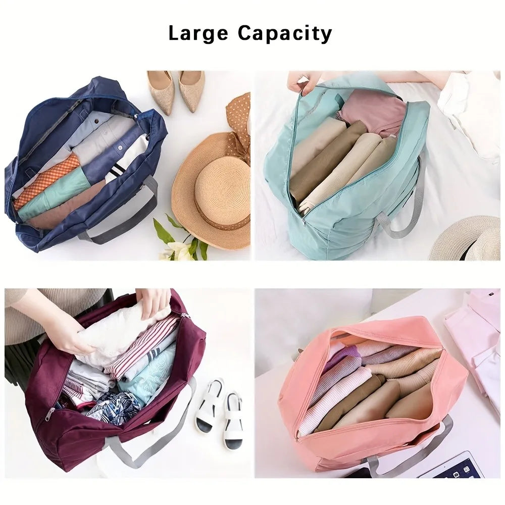Ansoff foldable large capacity travel luggage bag, expandable sports carry-on bag, weekend check-in luggage, in black.