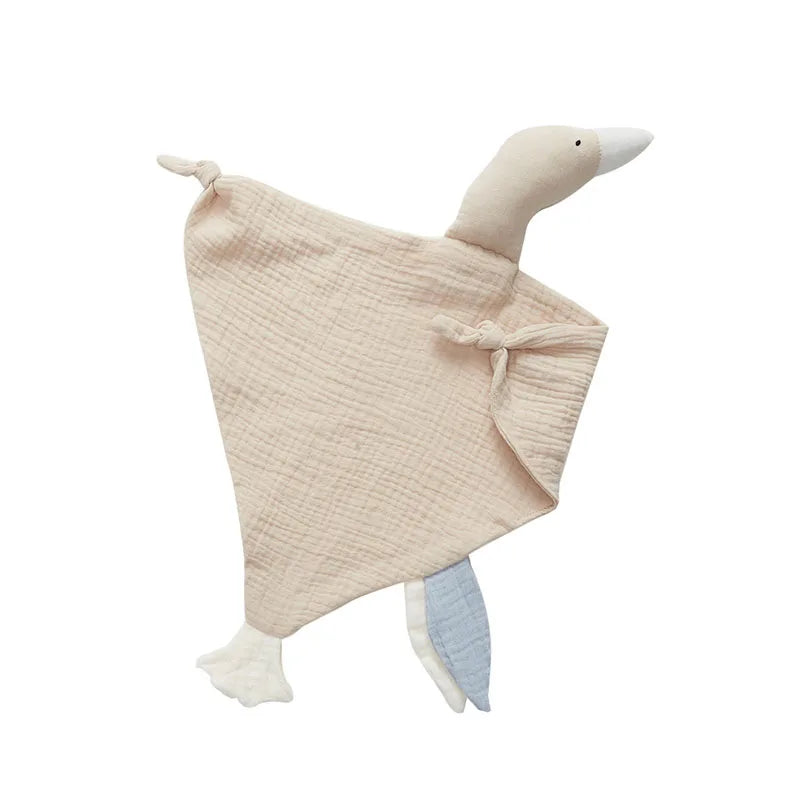 Ansoff baby security blanket made of soft cotton muslin, featuring a plush stuffed animal for newborn comfort and soothing sleep.