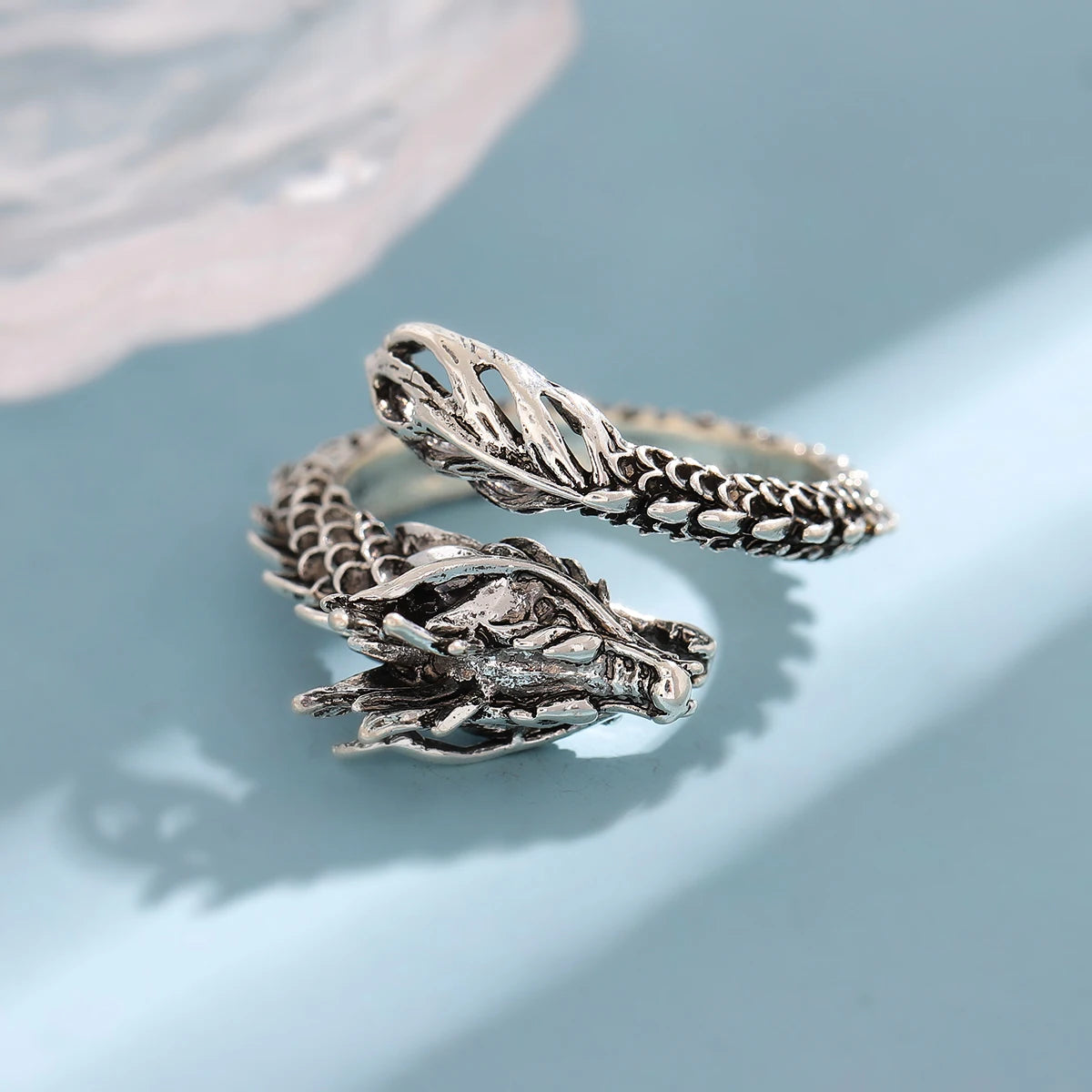 New Retro Thai Silver Domineering Dragon 925 Sterling Silver Jewelry Personality Zodiac Creative Popular Opening Rings   R239