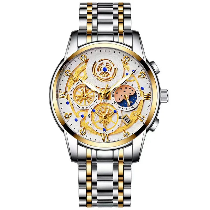 UTHAI Men Watch Business Hollow New Concept Trendy Waterproof Calendar Steel Strip Male Fashion Quartz Clock Wristwatches