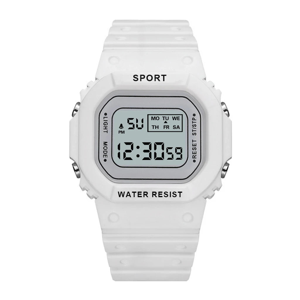YIKAZE Sports Watch Boys Girls Student LED Electronic Watch Colorful Men Women Square Digital Watches Waterproof Rubber Clock - Acros
