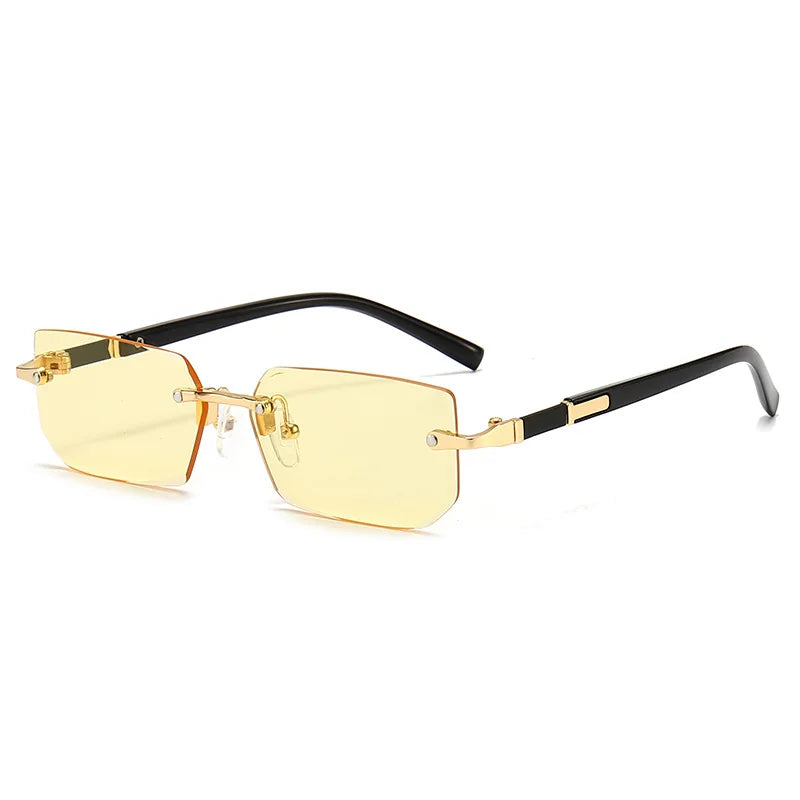 Rimless Sunglasses Rectangle Fashion Popular Women Men Shades Small Square Sun Glasses For Female Male Summer Traveling Oculos - Acros