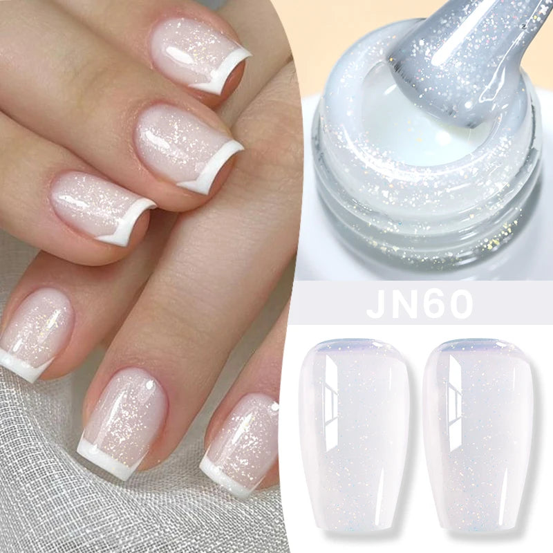BORN PRETTY Jelly Nude Gel Nail Polish 10ml Light Pink Peach Translucent Color UV Light Cure Gel Varnish Nail Art DIY at Home - Acros