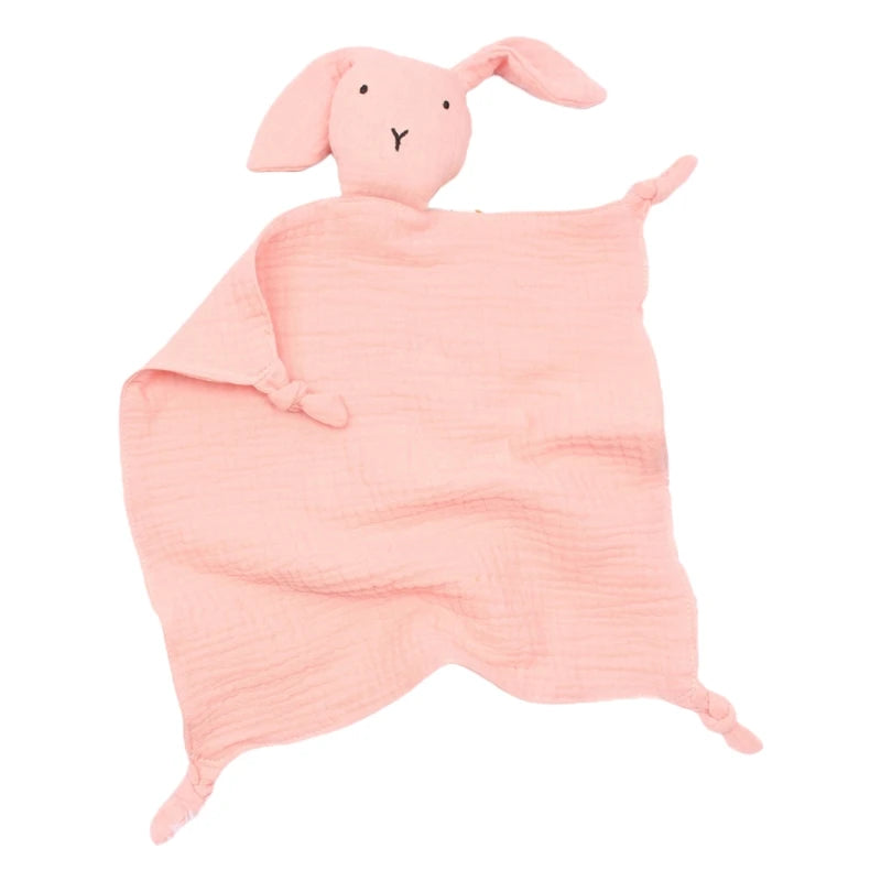 Ansoff baby soothe blanket with soft gauze bibs, rabbit teether, burp cloth, and cuddly towel for comforting and sleeping.